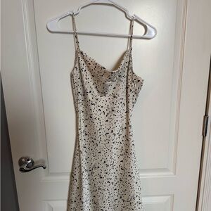 Cotton Candy Cream Slip Dress with Black Speckle Print
